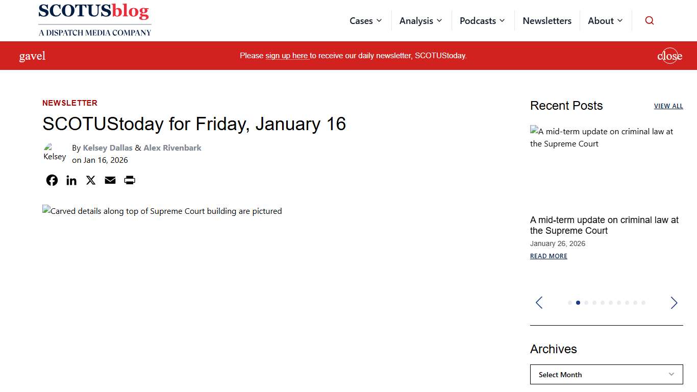 SCOTUStoday for Friday, January 16 - SCOTUSblog