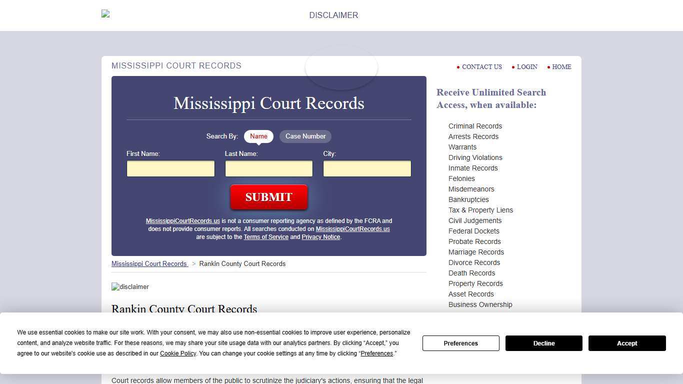 Rankin County Court Records MississippiCourtRecords.us